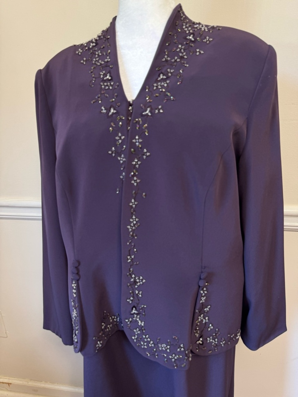 Montage by Mon Cheri Plum Beaded 2PC Formal Dress Mother of Bride - Picture 8 of 12